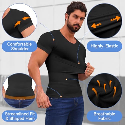 Mens Shapewear Mens Compression Shirt Slimming Body Shaper Tummy Control Undershirt Gynecomastia Abs Abdomen Tops4