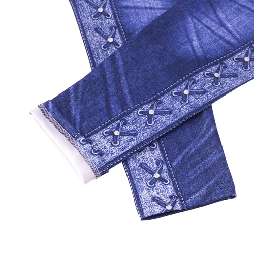 Womens Denim Pants High Waisted Stretch Pull On Imitation Denim Pants3