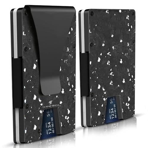 Magnetic Carbon Fiber Slim Wallet with Money Clip Airtag, RFID Blocking, AirTag Compatible, Metal, Magsafe compatible for all iPhones 12-16 (Regular Money Clip, Silver)