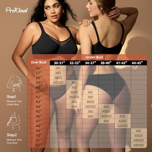 Image of ProKloud Minimizer Bras for Women Full Coverage Unlined Plus Size Supportive Underwire Bras for Everyday