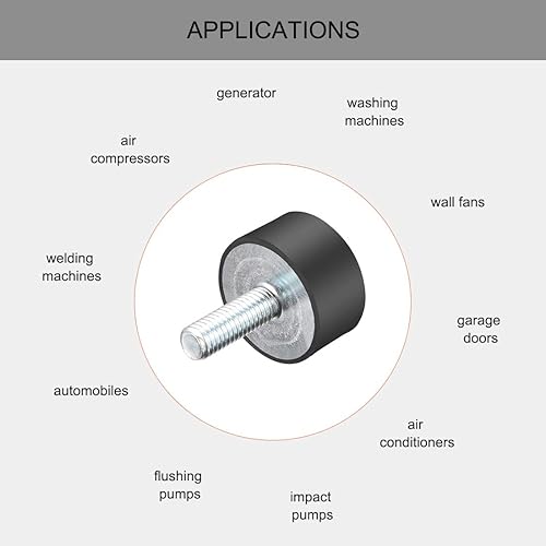 Miniatura 4 de uxcell Soportes de goma de rosca M8, aisladores de vibración, amortiguador cilíndrico con pernos de 1.181 in x 0.591 in, 2 piezas