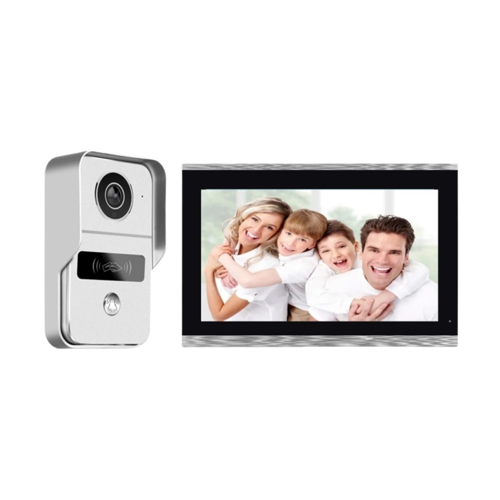 Sistema de Portero automático con vídeo residencial, WiFi Inteligente de 7 ", Pantalla táctil, Puerta de Entrada inalámbrica RFID for apartamento, casa y Villa