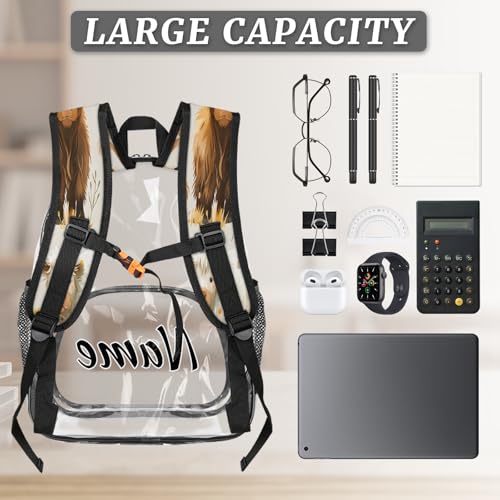 Sunflower Yak Personalized Clear Small Backpack for Stadium Events Highland Cow Custom Transparent Backpacks with Name Heavy Duty PVC Plastic See Through Clear Bag for Concerts2