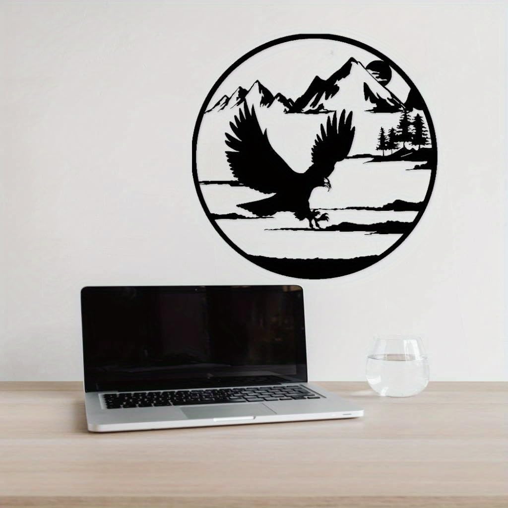 Decoración de pared abstracta contemporánea de metal con diseño de águila, estilo rústico, ideal para sala de estar, oficina o exteriores. Letrero duradero para cazadores y amantes de la naturale