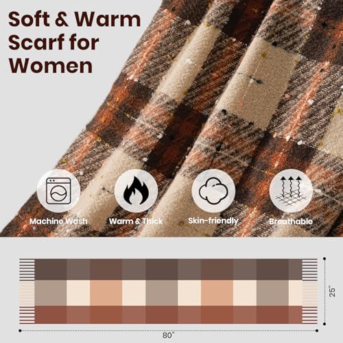 Scarf for Women - Winter Womens Long Plaid Scarf, Warm Pashmina Shawls and Wraps Cashmere Feel Blanket Scarves3