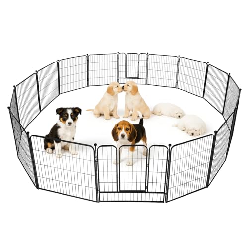 Trintion Welpenauslauf Hundelaufstall mit Einhand-Sicherheitsschloss stabiles faltbares Hundegitter aus Metall für Welpen & Hunde modularer Hundelaufstall für Innen & Außen (8PCS+80CM)