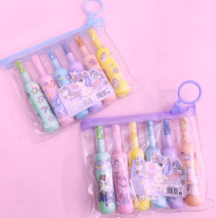 TERA 13 Highlighter For Girls (2 Set 12 Pcs) Unicorn Theme Highlighter For Girls, Marker Pen, Colorful Highligher Marker Pen For Kids, Stationary Items, Return Gifts, Multi
