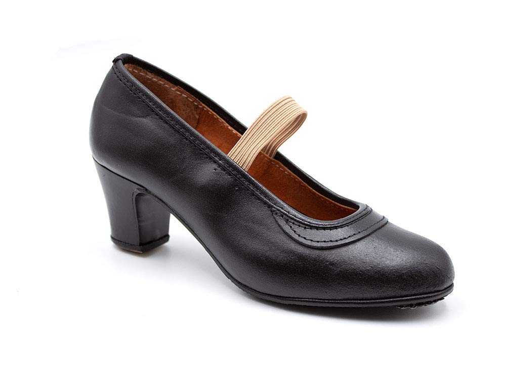 Malaca - Zapato Profesional de Baile, Fabricado en Piel, Cierre de Goma elástica, tacón y Suela con Clavos, para: Niña