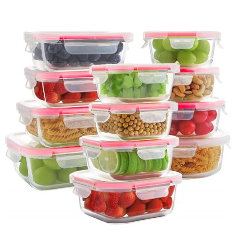 Kit 12 Contenedores herméticos de vidrio Rojo Brandtrendy