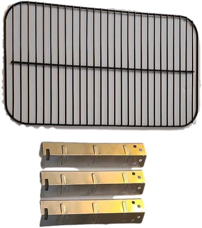 Set of Porcelain Cooking Grid and Three Stainless Steel Heat Plates for 3 Burner Walmart Expert Grill Model
