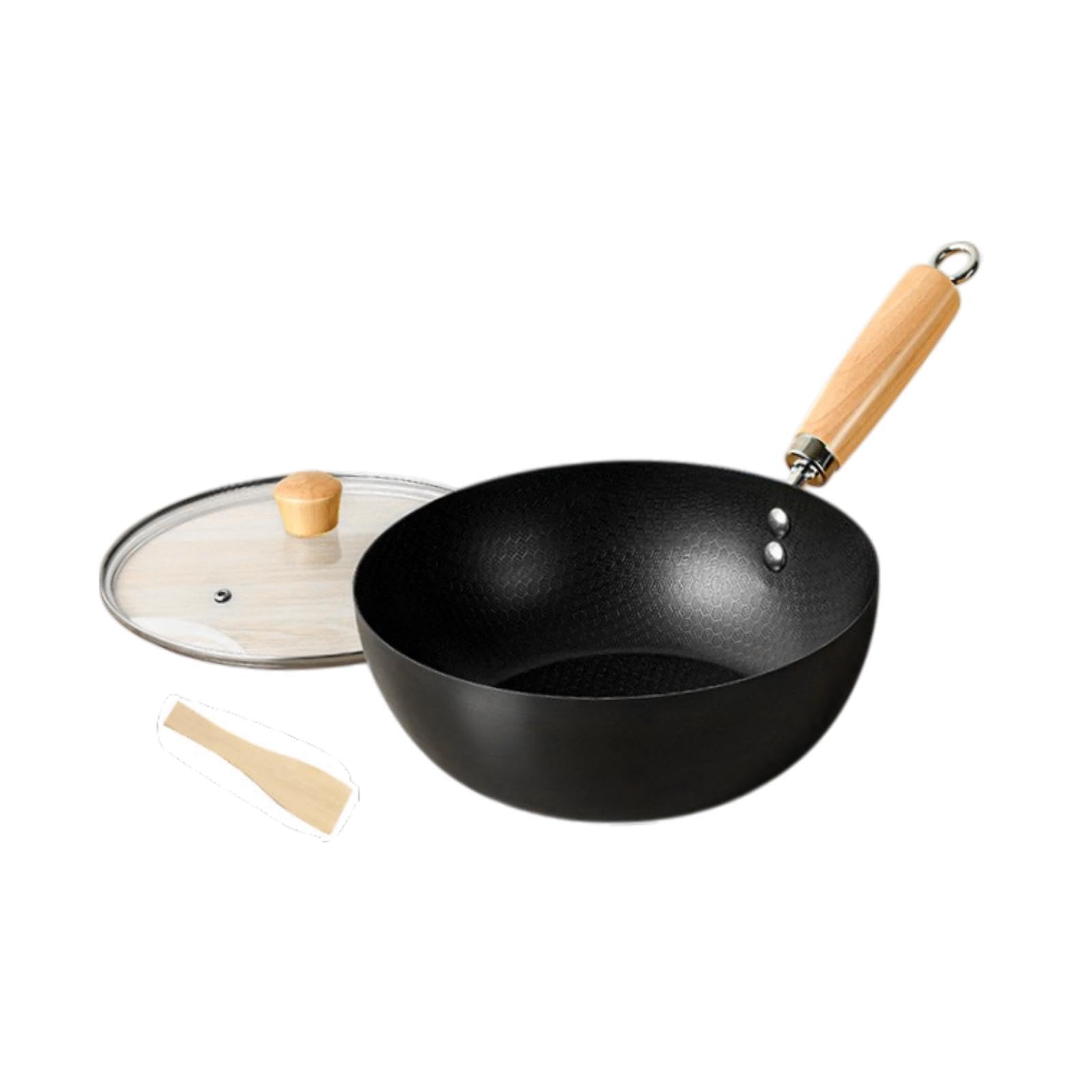 Ferro per Piano Cottura a Induzione con Manico in Legno E Coperchio di Cottura, 24 Cm