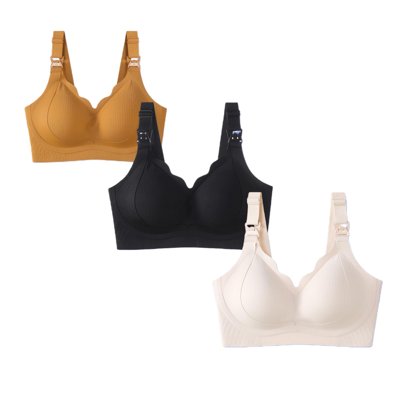 Still-BHs zum Stillen, volle Abdeckung, weich, kabellos, Schwangerschafts-BH, bequem, natürliche Form, V-Ausschnitt, Schlaf-Bralette, 3 Stück