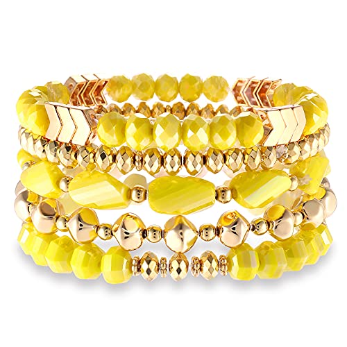 MOLOCH Beaded Bracelet For Woman -Multiple Stackable Layered Bracelets-Rainbow Elastic Stretchy Bracelet- Boho y2k Bracelet-Surfer Beach Bracelet