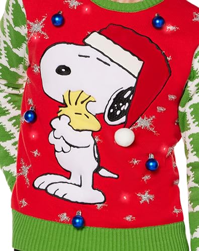 Spencer’s Peanuts Light-Up Snoopy & Woodstock Christmas Sweater | Officially Licensed | Light-Up Christmas Sweaters3