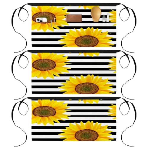 Demi-tablier de cuisine imprimé tournesol pour vos ateliers pâtisserie en famille