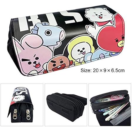 Amazon Saitrewed 防弾少年団 Bts鉛筆ケース Bt21ペンケース 可愛い 大容量 ペンバッグ Puレザー製 筆箱 ペンポーチ 防水 収納ケース 携帯便利 応援グッズ オシャレ 文具収納筆袋 収化粧ポーチ 耐久性 子供 中学生 高校生 文具収納 プレゼント 大容量 おしゃれ 多機能