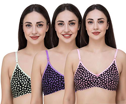 Image of Fasense Women's Cotton Leaf Print Medium Coverage Wire Free Non Padded Bra