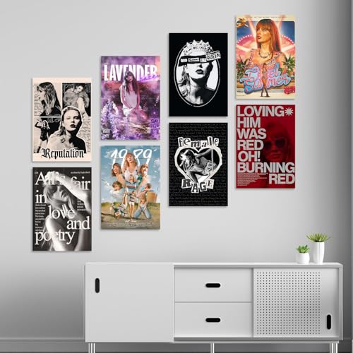 Image of Wallgasm Set of 8 Taylor Swift Posters 8x12 inch (A4 Size) 300 GSM | Swiftie Aesthetic | Pop Star Posters | Taylor Swift Wall Art