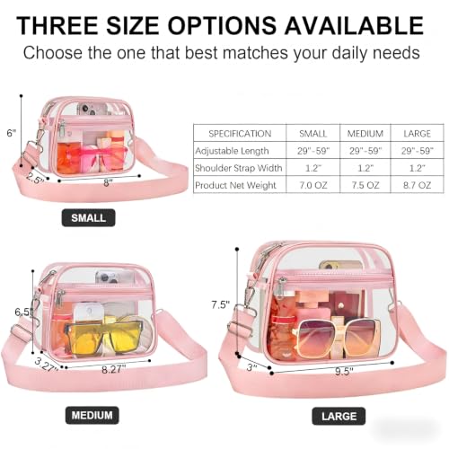 Image of USPECLARE Clear Bag for Stadium Events Clear Sports Fan Handbags Purses | Unisex 0.4 mm Thickened Waterproof PVC,Approved for Concerts,Game Days,Outdoor Events
