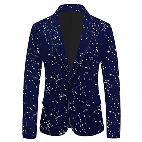 Luxury Gold Stars Bronzing Dress Blazer Men's One Button Notch Lapel Blazer Wedding Party Prom Wear4