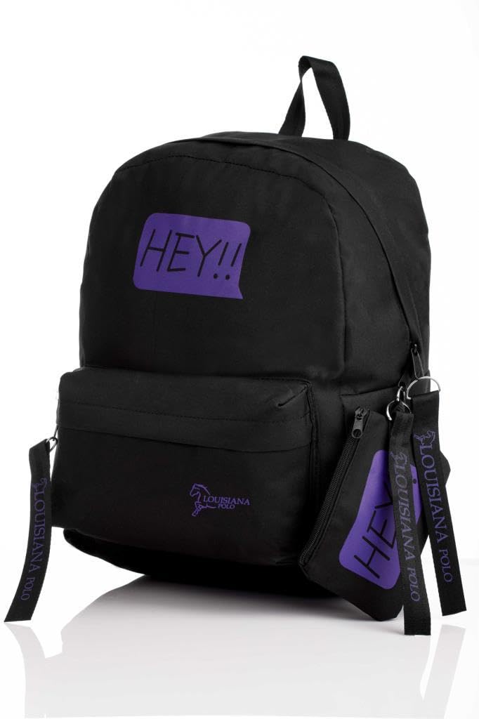 Louisiana Polo Laptop Bölmeli Okul Çantası Hey!!! Siyah Mor 1525