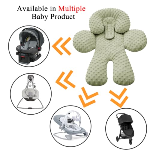 Image of Pro Goleem Infant Car Seat Insert, Baby Head Neck Body Support, Soft Minky Newborn Car Seat Insert, 2-in-1 Reversible, Boys and Girls, Green