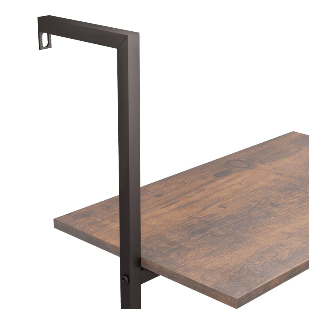 Fengshui Regał z 5 półkami, regał stalowy 64 x 35 x 185 cm, ciemnobrązowy i czarny, regał drabinkowy z 5 półkami na książki, rośliny i dekoracje, wytrzymała konstrukcja stalowa, oszczędność miejsca