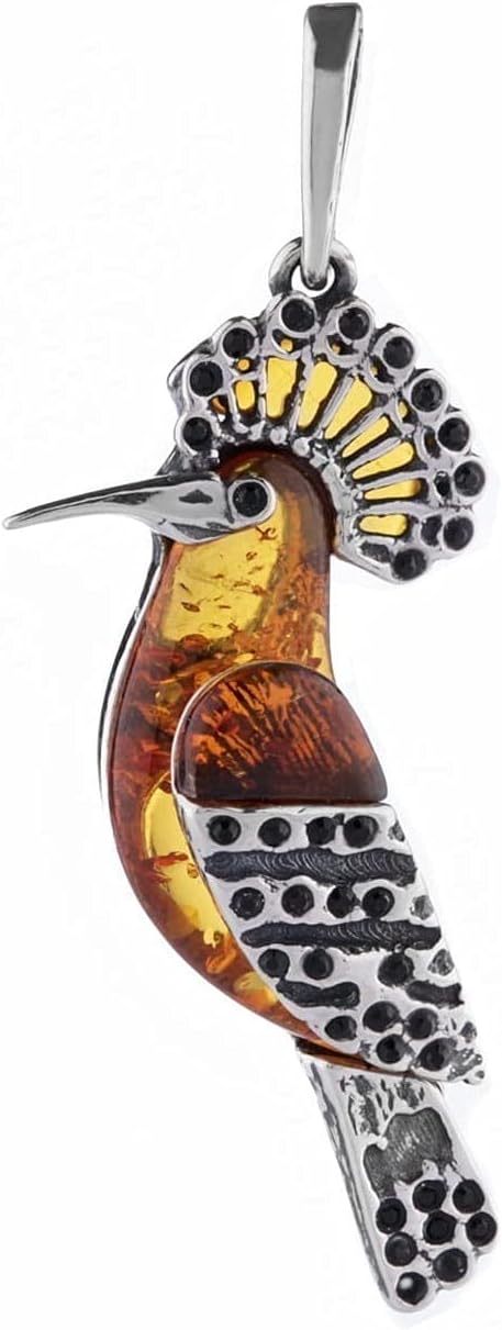 Ian and Valeri Co. Amber Sterling Silver No Name Bird Pendant