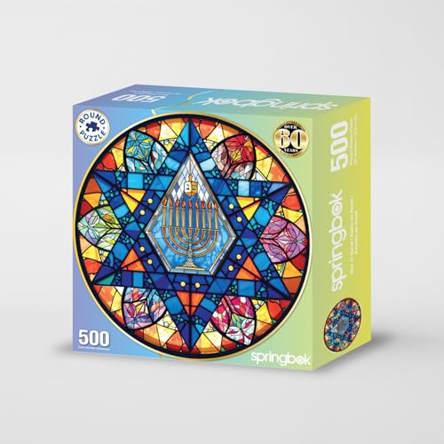 Springbok Star of David Puzzle Redondo de 500 Piezas para Adultos | Rompecabezas Hannukah con Piezas de Corte Único, Hecho en USA, Materiales Ecológicos con Estrella de David en Vidrio Templado miniatura 2