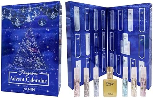 Men's Christmas Fragraces Advent Calendar Countdown 24 days, A2502 BLUE, Gift for Him Perfume Saffron LONDON