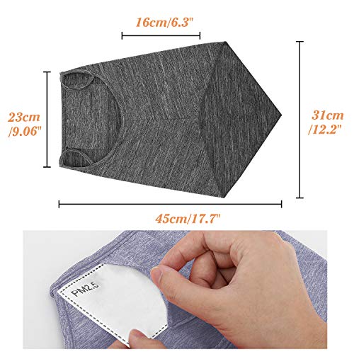 Moko Scarf Mask Bandana With Ear Loops 3 Pack, Neck Gaiter Balaclava With Filter Pocket Uv Protection Mask For Dust Wind Motorcycle Cycle Bandana Headband For Women Men, Light Gray/Red/Purple #TOP5