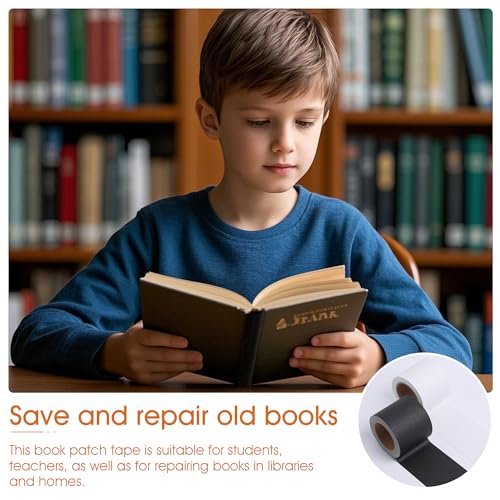 Image of 2Inch Wide Self-Adhesive Matte Book Binding Tape, 33 FT Black and White Cloth Tape for Repairing, Reinforcing, and Protecting Old & Antique Books (Black and White)
