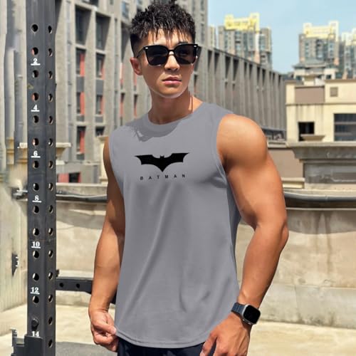 Image of Men's Sandow Sleeveless Vest - Slim Fit Ribbed Cotton Blend Tank Top - Lightweight Crew Neck Gym Workout Undershirt for Summer