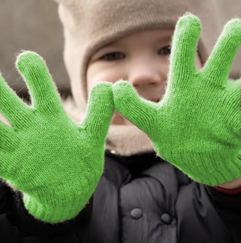 2 Pairs Kid Winter Gloves Toddler Solid Knit Warm Stretchy Magic Gloves for Boys Girls3