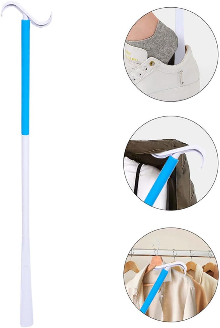 Long Handled Shoe Horn Easy Shoe Wearing Aid Dressing Stick 2pcs Abs Material Simple to Use Sock Aide for Seniors and Pregnant Women for Home and Nursing Home