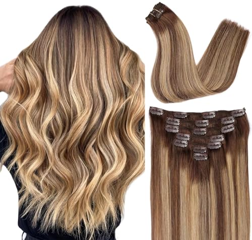 ORIGEN Clip in Hair Extensions Real Remy Human Hair Chocolate