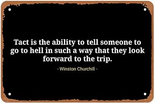 Winston Churchill Tact Quote Metal Sign Poster 8x12 Inch Minimalist Black Typography Wall Decor Office Study Library Humor Wit Clever Saying Motivational Vintage Gift for Home