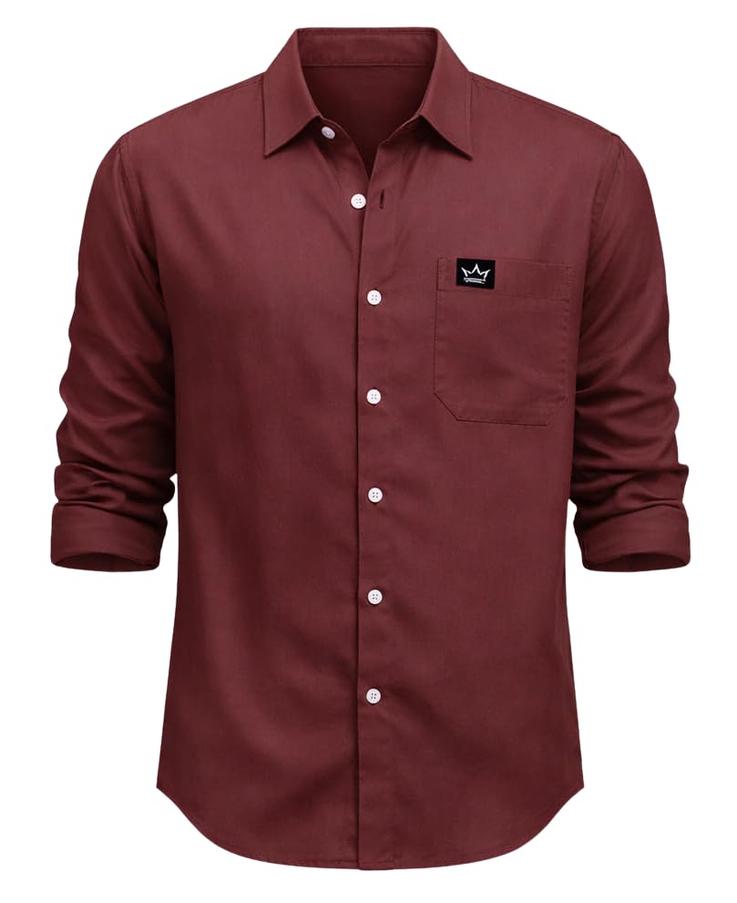 Image of IndoPrimo Men's Regular Fit Cotton Casual Shirt | Premium Solid Full Sleeve Shirt