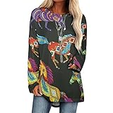 ロングTシャツ レディース 馬柄 長袖Tシャツ 春服 秋服 ロングスリーブ ティーシャツ ラウンドネック インナーシャツ ブラウス 無地 カジュアル トップス シンプル ゆったり 細身 着痩せ 柔らかい プリント 丸襟 柔らかい肌触り コットン 定番 S ~ 5XL