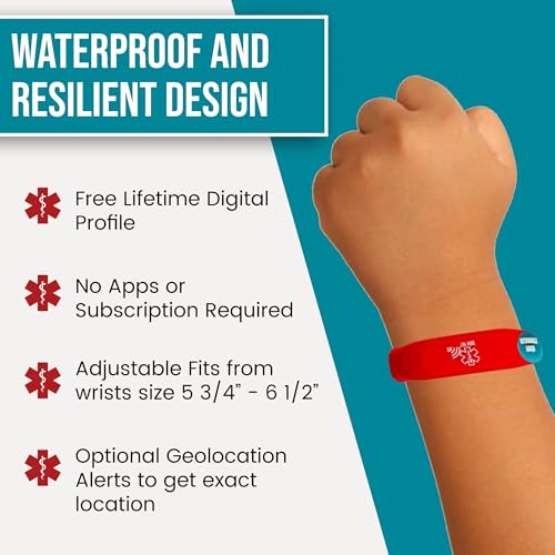 Image of Smart Bands for Kids if Lost, Child Safety ID Wristband for Autism, Autism Awareness Medical Alert Bracelet, Disney Accessories for Autism, Wristband Food Allergy, Food Allergy Awareness, QR code Bracelet for Kids
