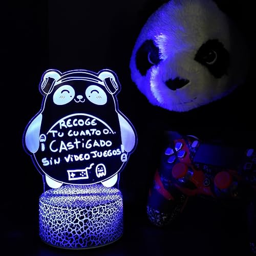 XpertHomeZ Lampara personalizada para escribir mensajes - Pizarra Led con Mando a Distancia y Rotulador - Regalo Mujer Hombre Niños - Luz de Noche Suave - Diseño de Panda