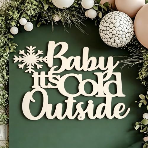 Baby It's Cold Outside Backdrop for Baby Shower Decor Kids Birthday Wall Sign,Winter Snowflake Decor for Christmas image 4