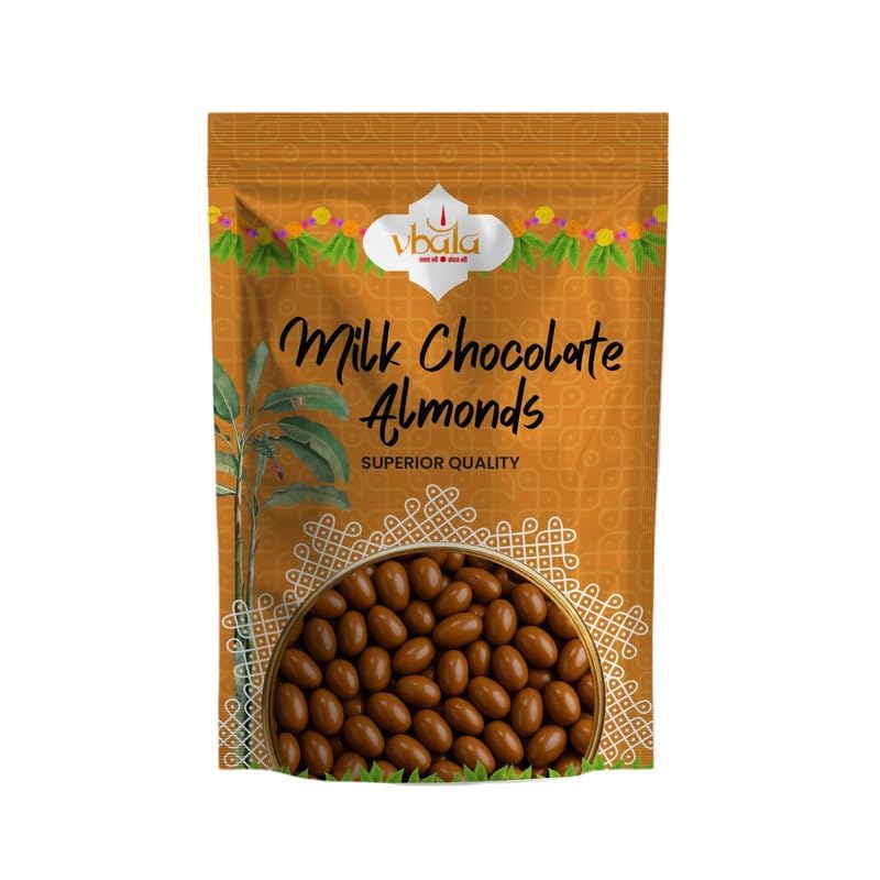 Image of Vbalaa Milk Chocolate Almonds 300gm | Crunchy Almonds Coated with Smooth Milk Chocolate | No Added Preservatives, Colors & Artificial Flavours | Rich in Nutrition | Ideal for Snacking & Gifting