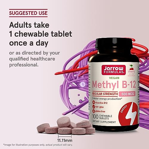Jarrow Methyl B-12 Chewable Tablets 500 mg, Vitamin B12 Supplements, 100 Ct - image 6