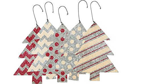 Primitives by Kathy Tin Christmas Ornaments Set of 5 Decorated Red Trees 5 Piece