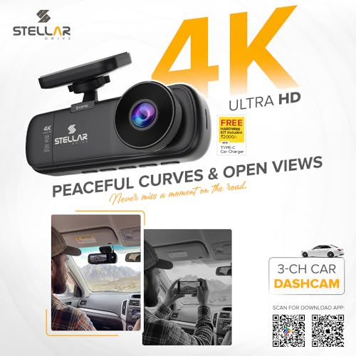 Image of Stellar Drive SD-X4 Fusion 4K Ultra HD 3-Channel Car Dash Cam | Front + Rear + Cabin Recording | GPS Tracking | Built-in 5G WiFi | G-Sensor | Loop Recording | Free App Control