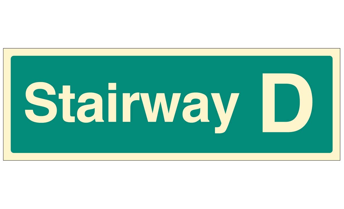 Caledonia Signs 42180L Stairway D (self adhesive, glow in the dark, safety sign)