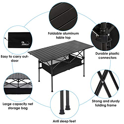 Leadallway Folding Camping Table With Large Storage And Carrying Bags 47(L) X22(W) #TOP4