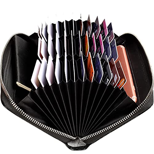 Easyoulife Womens Genuine Leather Credit Card Holder Wallet RFID Secure 36 Slots3