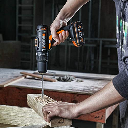 WORX 18V(20V MAX) Akku-Schlagbohrschrauber WX371.7, 2,0Ah 2Akkus, PowerShare, 55 Tlg. Zubehörset (Handwerkzeuge und Bohrschrauber), Schlagbohrer 2 Gänge, Koffer, 18+1+1 Drehmomentstufen – Bild 4